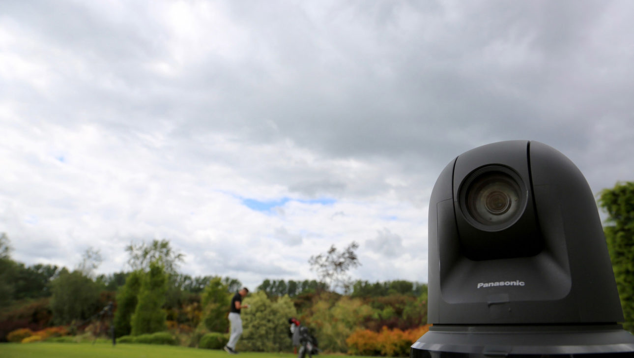 A camera at a golf course.